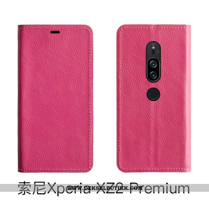 Etui Sony Xperia Xz2 Premium Skinn Deksel Folio Mobiltelefon, Sony Xperia Xz2 Premium Rød Tilbud