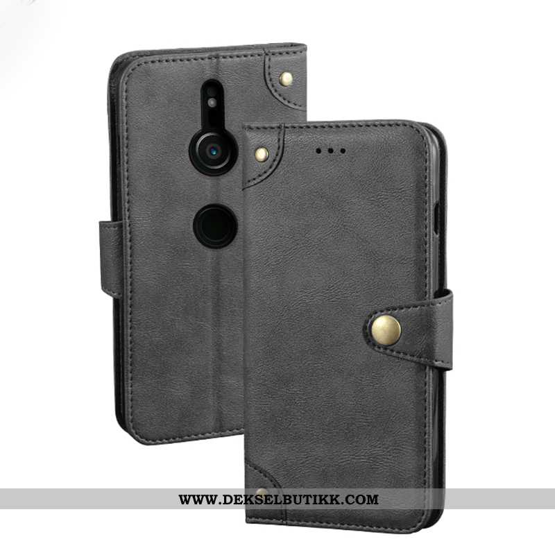 Etui Sony Xperia Xz3 Lommebok Vintage Kort Skinndeksel Svart, Deksel Sony Xperia Xz3 Trend Til Salgs