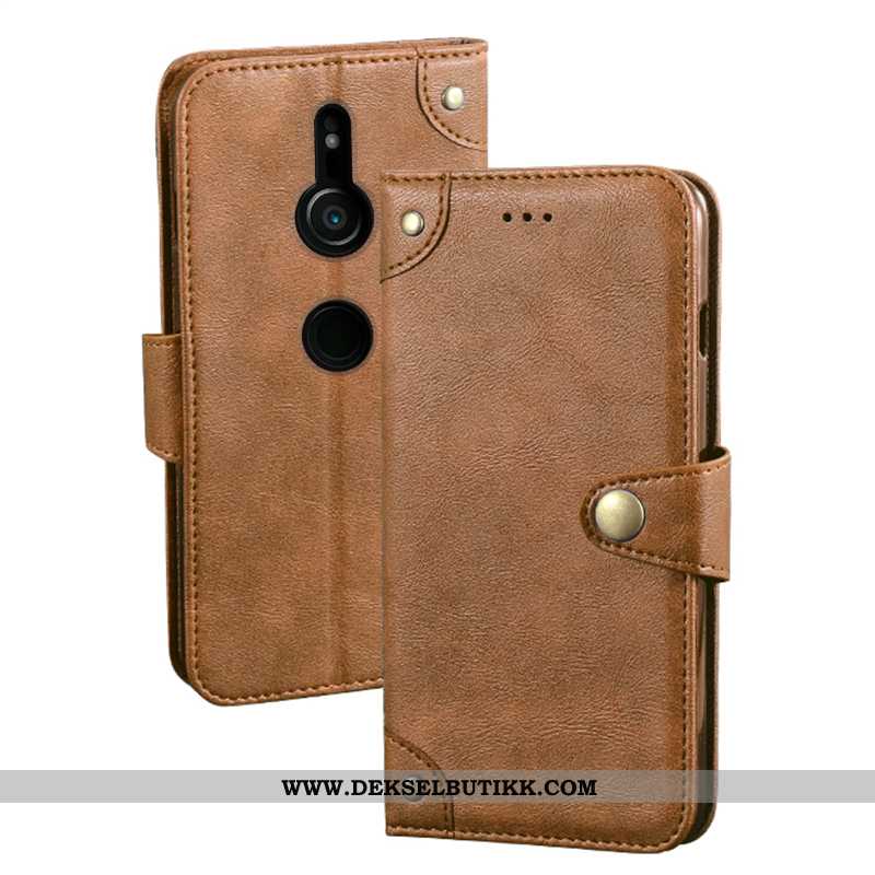 Etui Sony Xperia Xz3 Lommebok Vintage Kort Skinndeksel Svart, Deksel Sony Xperia Xz3 Trend Til Salgs