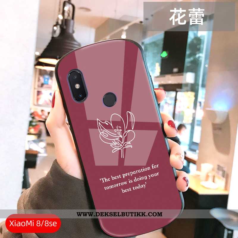 Etui Xiaomi Mi 8 Glass Myke Liten Lovers Rosa, Deksel Xiaomi Mi 8 Mote Billige