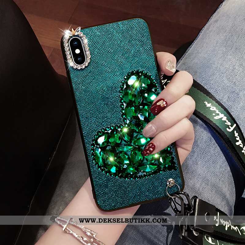 Etui Xiaomi Mi 8 Pro Med Strass Rød Liten Trend Grønn, Deksel Xiaomi Mi 8 Pro Hengende Ornamenter Ti