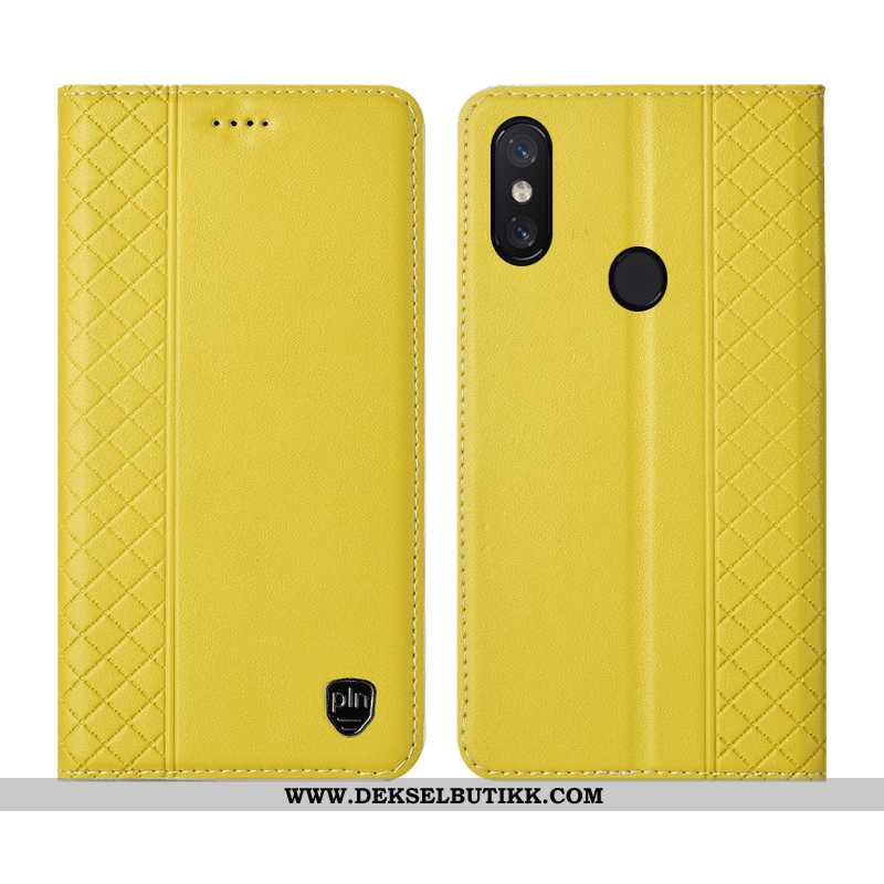 Etui Xiaomi Mi 8 Pro Skinndeksel Mønster Grid Mobiltelefon Gul, Deksel Xiaomi Mi 8 Pro Skinn Tilbud