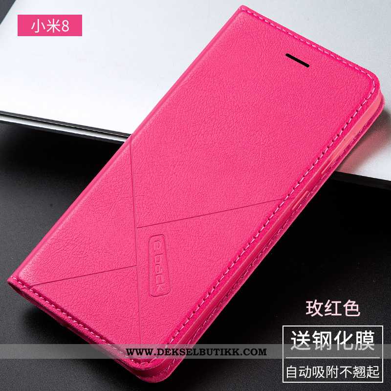 Etui Xiaomi Mi 8 Skinndeksel Liten Rød Folio Rosa, Deksel Xiaomi Mi 8 Silikon Tilbud