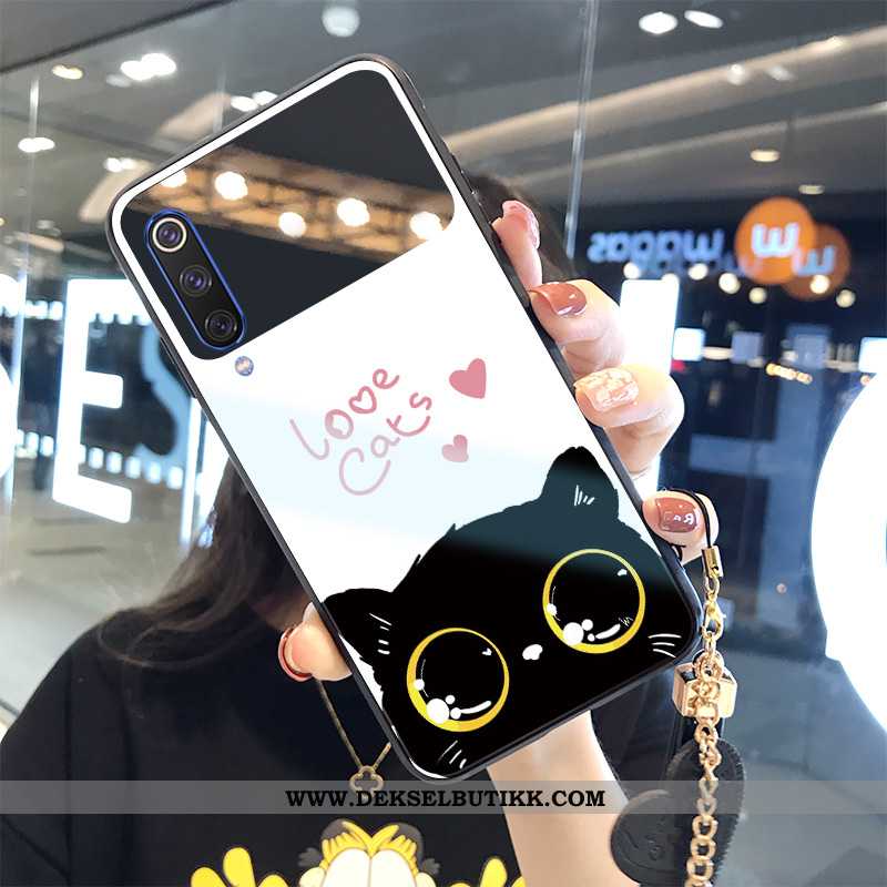 Etui Xiaomi Mi 9 Glass Katt Cartoon Ungdom Svart, Deksel Xiaomi Mi 9 Hengende Ornamenter Til Salgs