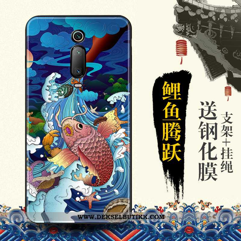 Etui Xiaomi Mi 9t Trend Blå Relieff Mobiltelefon, Deksel Xiaomi Mi 9t Beskyttelse Billig