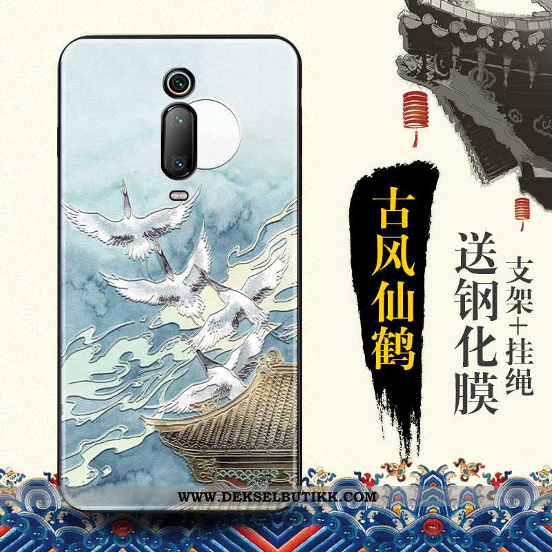 Etui Xiaomi Mi 9t Trend Blå Relieff Mobiltelefon, Deksel Xiaomi Mi 9t Beskyttelse Billig