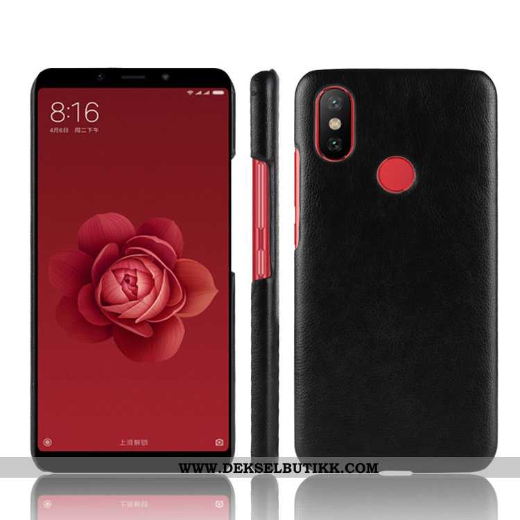 Etui Xiaomi Mi A2 Skinndeksel Litchi Mobiltelefon Rød, Deksel Xiaomi Mi A2 Skinn Lær Rabatt