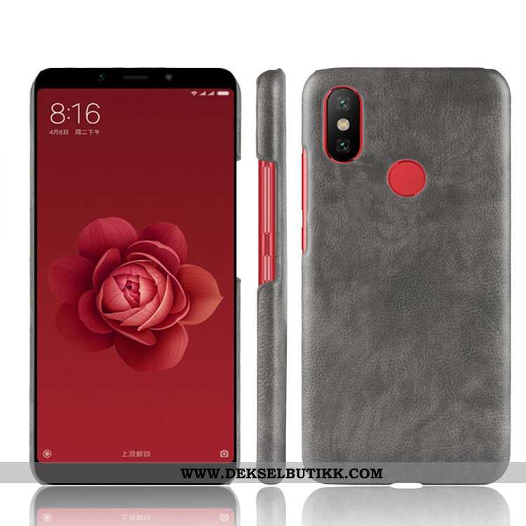 Etui Xiaomi Mi A2 Skinndeksel Litchi Mobiltelefon Rød, Deksel Xiaomi Mi A2 Skinn Lær Rabatt