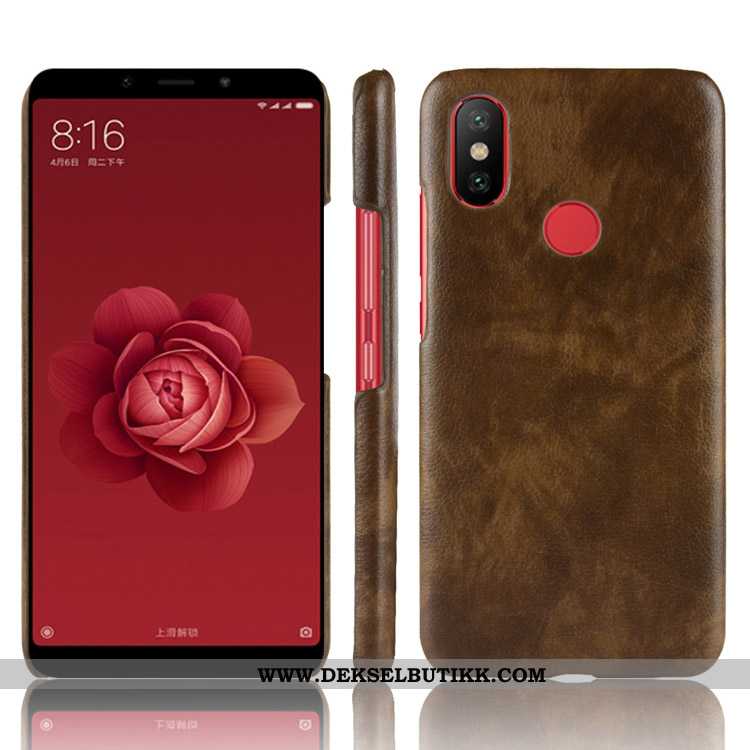 Etui Xiaomi Mi A2 Skinndeksel Litchi Mobiltelefon Rød, Deksel Xiaomi Mi A2 Skinn Lær Rabatt