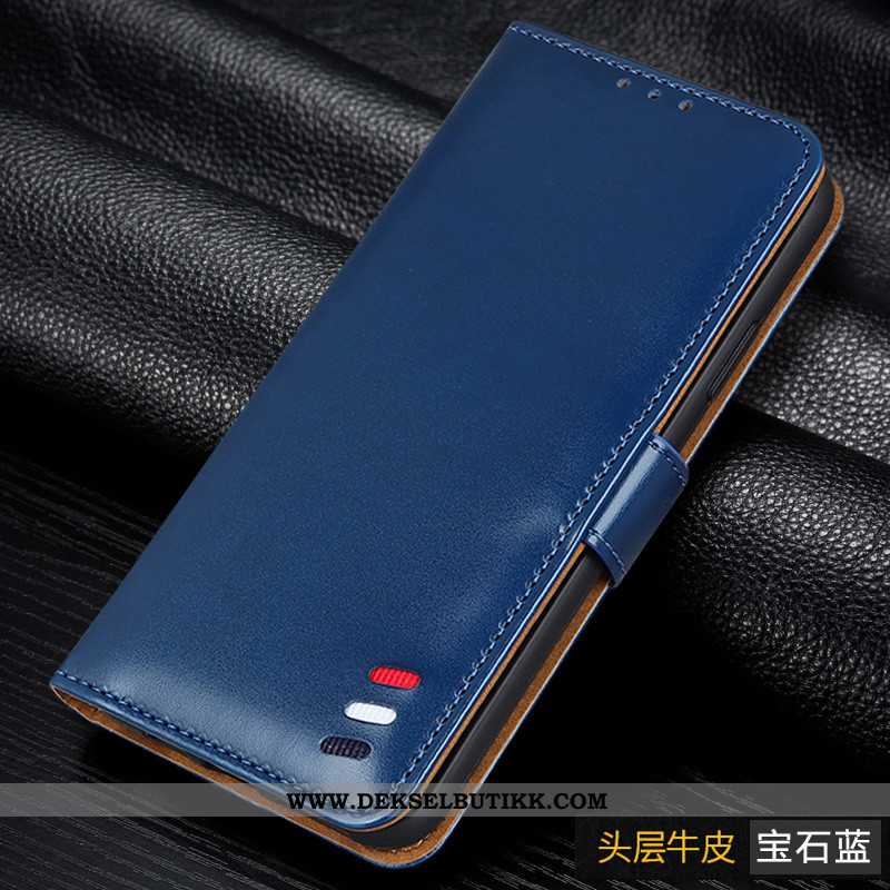 Etui Xiaomi Mi Note 10 Skinndeksel High End Folio Deksel Blå, Xiaomi Mi Note 10 Silikon Rabatt