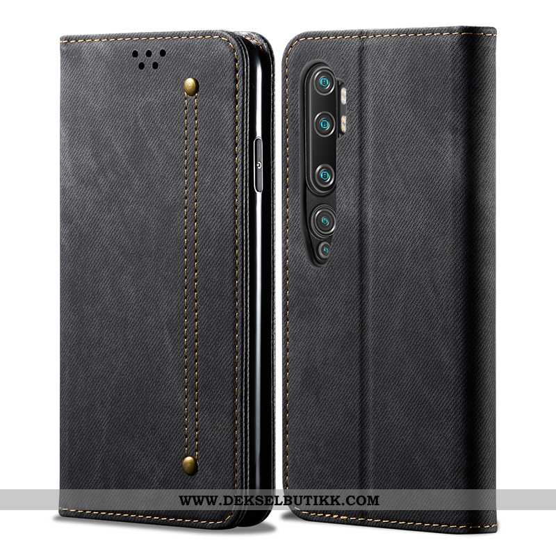 Etui Xiaomi Mi Note 10 Trend Skinn Svart High End, Deksel Xiaomi Mi Note 10 Beskyttelse Til Salgs