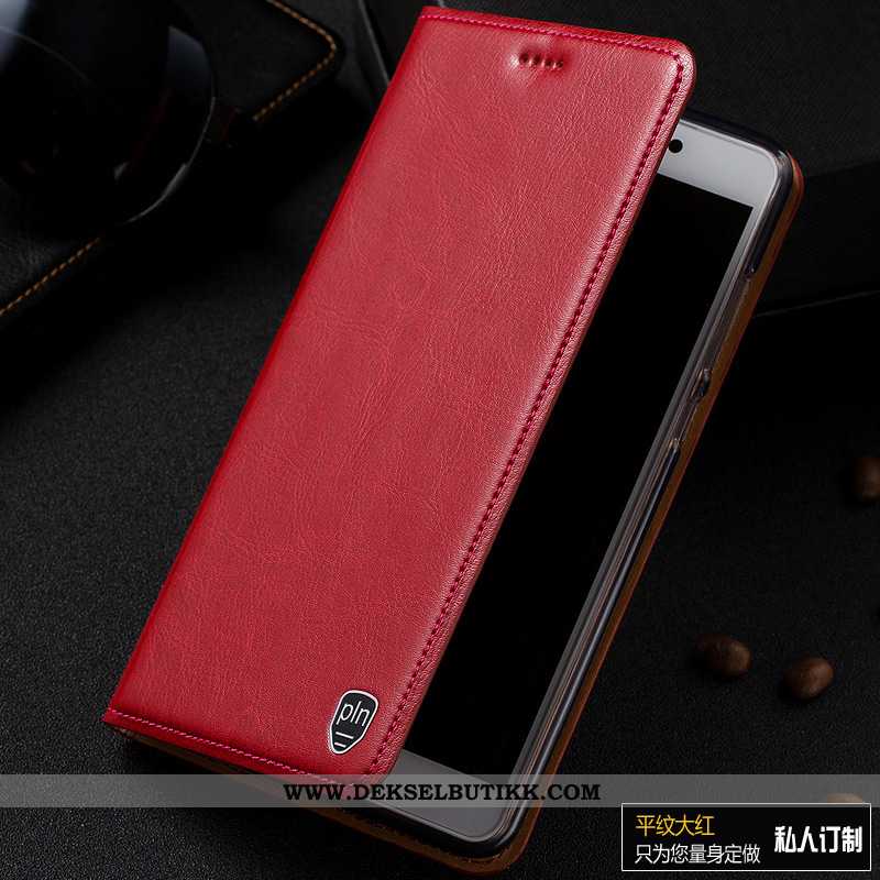 Etui Xiaomi Redmi 5 Beskyttelse Rød Folio Brun, Deksel Xiaomi Redmi 5 Skinndeksel Billig