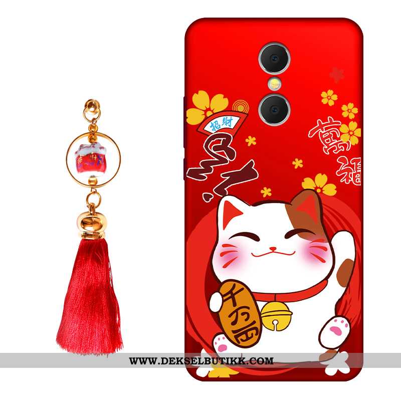 Etui Xiaomi Redmi 5 Kreativ Deksel Anti-fall Katt Rød, Xiaomi Redmi 5 Cartoon Salg