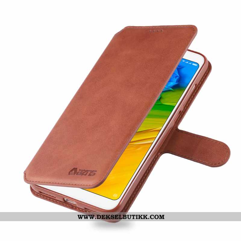 Etui Xiaomi Redmi 5 Silikon Hengende Ornamenter Clamshell Tempe~~pos Brun, Deksel Xiaomi Redmi 5 Bes