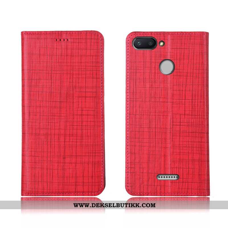 Etui Xiaomi Redmi 6 Skinndeksel Clamshell Anti-fall Rød, Deksel Xiaomi Redmi 6 Skinn Billige