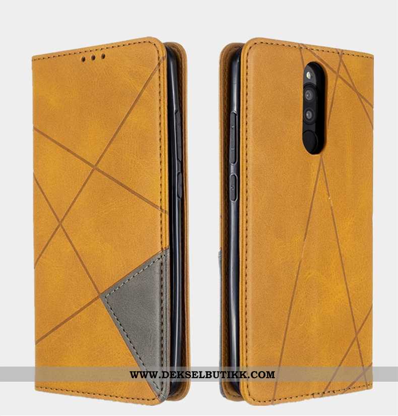 Etui Xiaomi Redmi 8 Skinndeksel Automatisk Beskyttelse Rød Gul, Deksel Xiaomi Redmi 8 Lommebok Billi