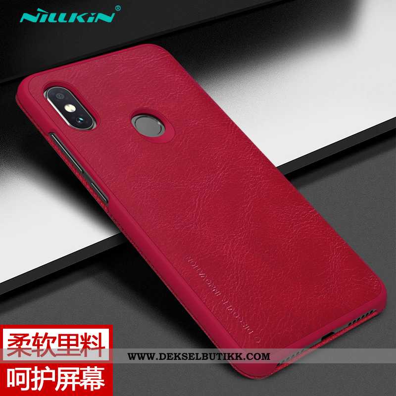 Etui Xiaomi Redmi Note 6 Pro Skinndeksel Folio Liten Rød Brun, Deksel Xiaomi Redmi Note 6 Pro Beskyt