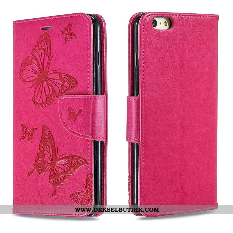 Etui iPhone 6/6s Plus Beskyttelse Preging Butterfly Deksel Rosa, iPhone 6/6s Plus Skinndeksel Til Sa