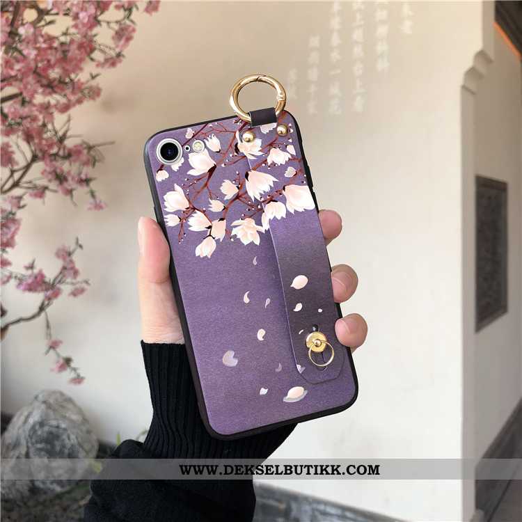 Etui iPhone 8 Beskyttelse Blomster Kinesisk Stil Lilla, Deksel iPhone 8 Hengende Nakke Salg