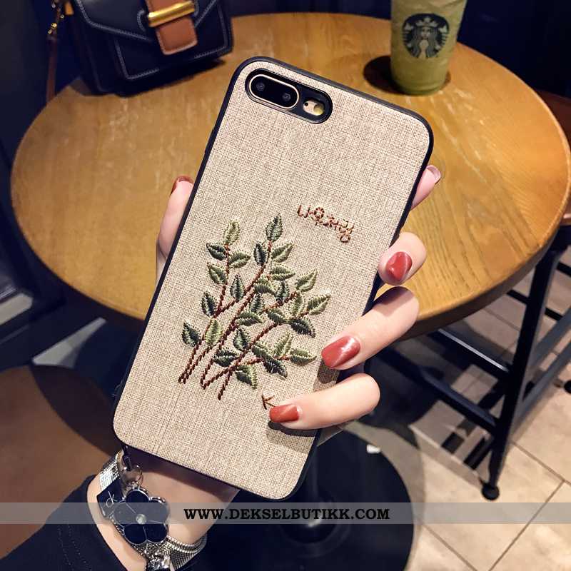 Etui iPhone 8 Plus Hengende Ornamenter Deksel Broderi Anti-fall Beige, iPhone 8 Plus Kreativ Butikk