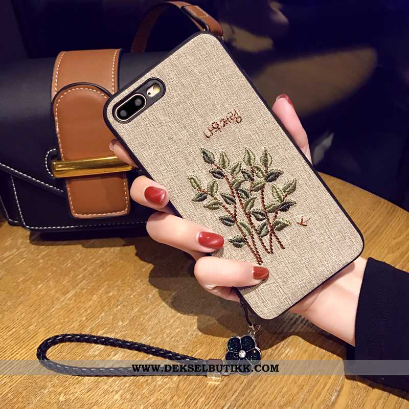 Etui iPhone 8 Plus Hengende Ornamenter Deksel Broderi Anti-fall Beige, iPhone 8 Plus Kreativ Butikk