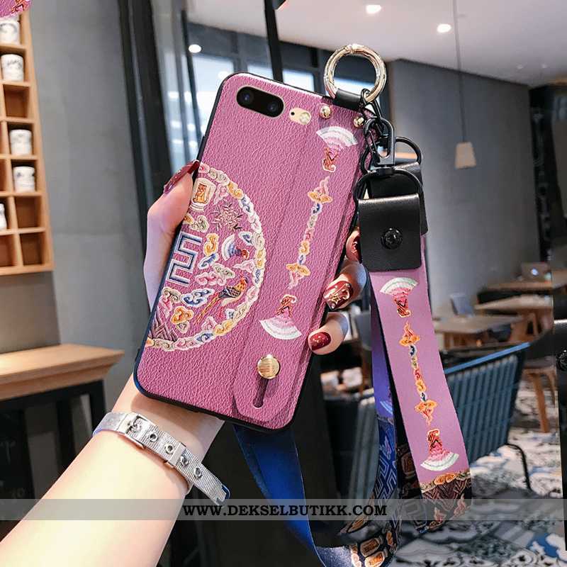 Etui iPhone 8 Plus Hengende Ornamenter Hengende Nakke Rosa Mobiltelefon, Deksel iPhone 8 Plus Relief