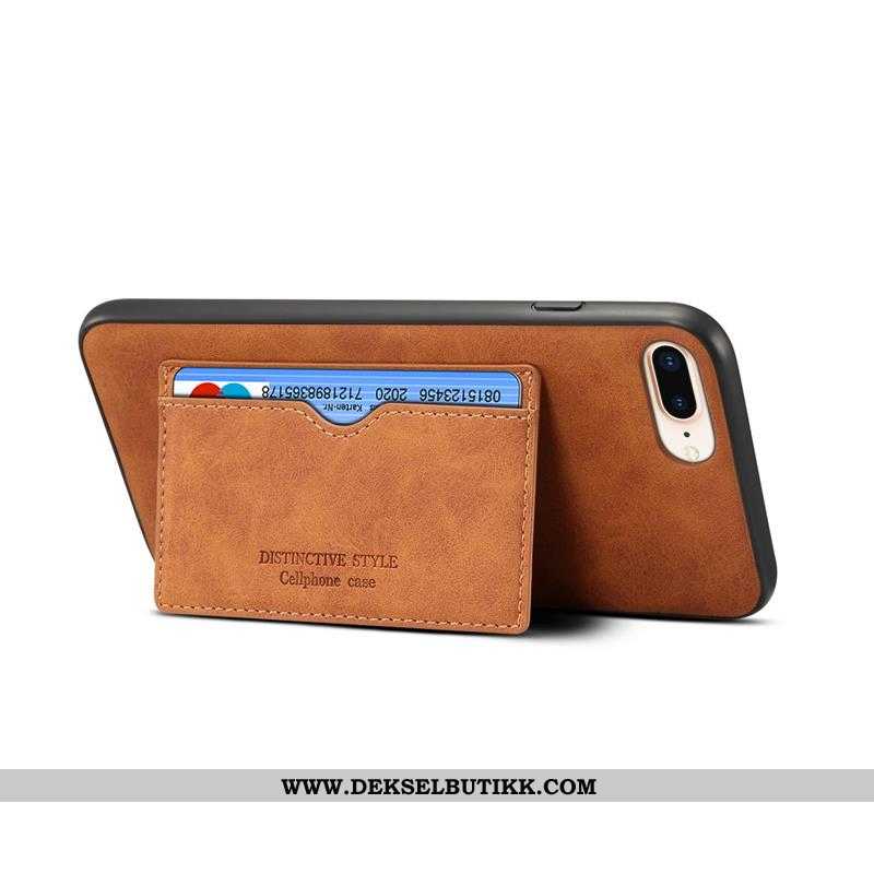 Etui iPhone 8 Plus Nubuck Mobiltelefon Støtte Kort Rød, Deksel iPhone 8 Plus Skinndeksel Rabatt