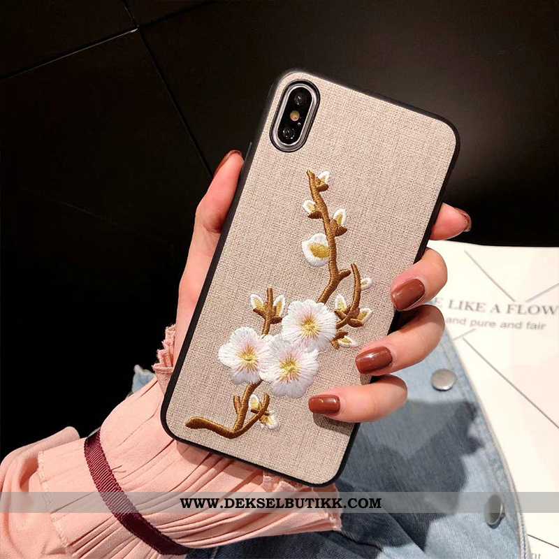 Etui iPhone X Silikon Deksel Myke Brun, iPhone X Broderi Butikk