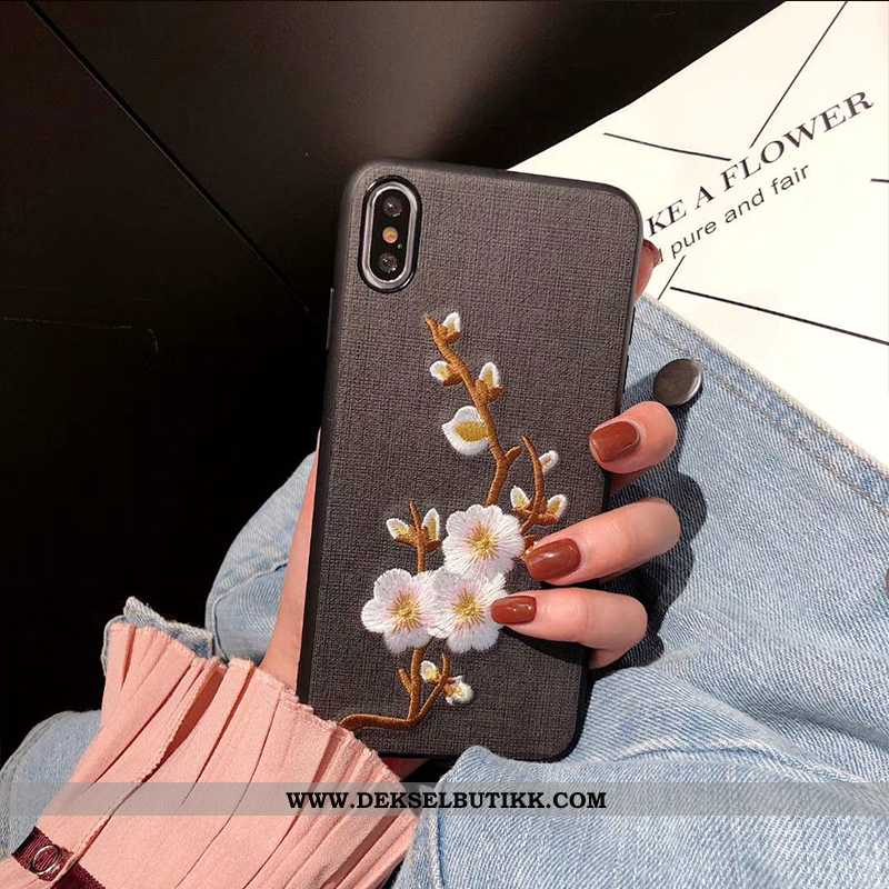 Etui iPhone X Silikon Deksel Myke Brun, iPhone X Broderi Butikk