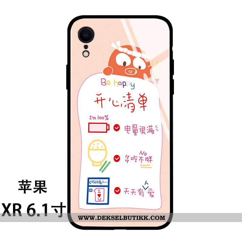 Etui iPhone Xr Glass Net Red Vakker Hjerte Grønn, Deksel iPhone Xr Cartoon Tilbud