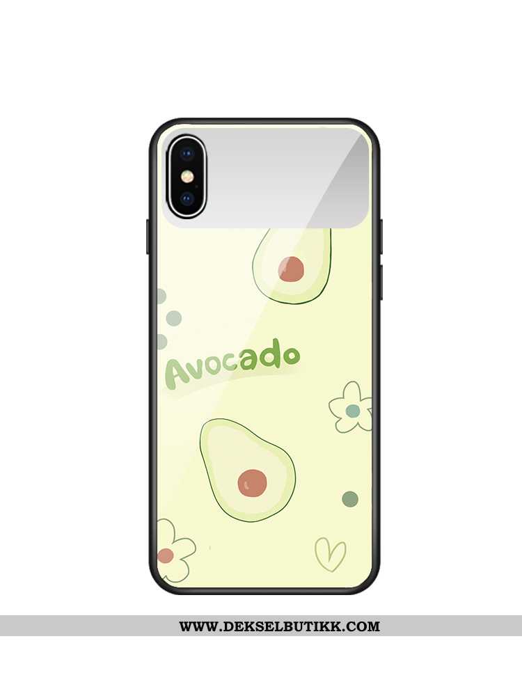 Etui iPhone Xs Glass Grønn Deksel Hjerte, iPhone Xs Cow Tilbud