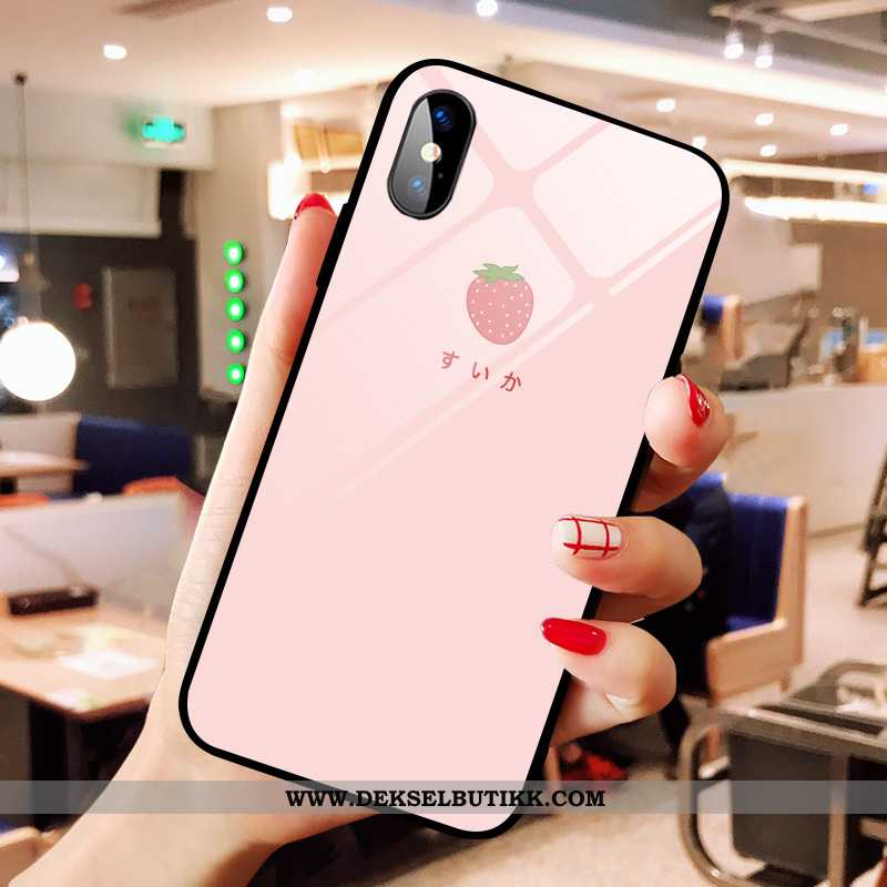 Etui iPhone Xs Max Cartoon Liten Lucky Mobiltelefon Rosa, Deksel iPhone Xs Max Glass Tilbud