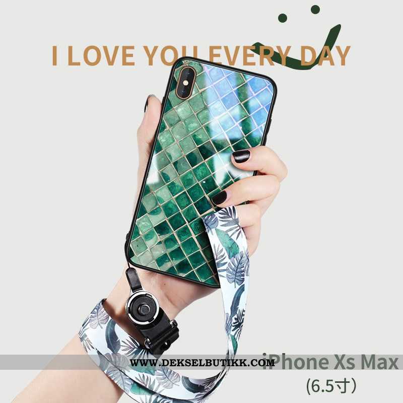 Etui iPhone Xs Max Glass Silikon Mobiltelefon Grønn, Deksel iPhone Xs Max Trend Til Salgs