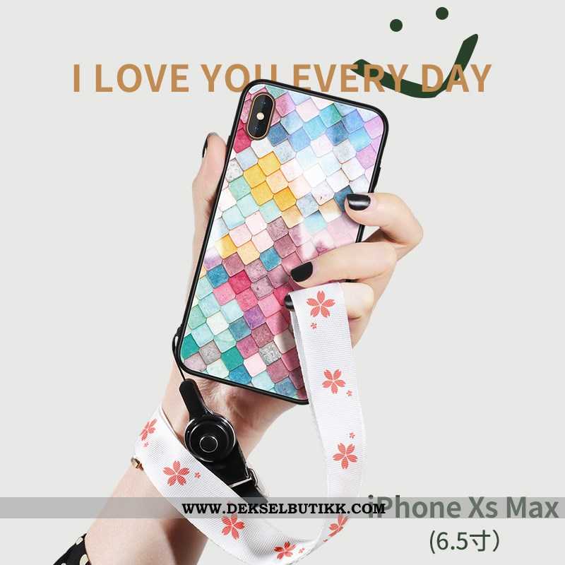 Etui iPhone Xs Max Glass Silikon Mobiltelefon Grønn, Deksel iPhone Xs Max Trend Til Salgs