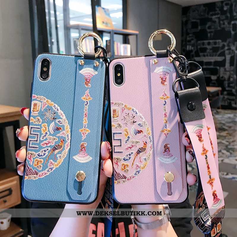 Etui iPhone Xs Max Hengende Ornamenter Hengende Nakke Kinesisk Stil Palass Rosa, Deksel iPhone Xs Ma