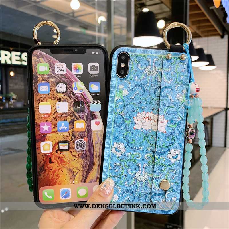 Etui iPhone Xs Silikon Myke Anti-fall Vintage Blå, Deksel iPhone Xs Beskyttelse Tilbud