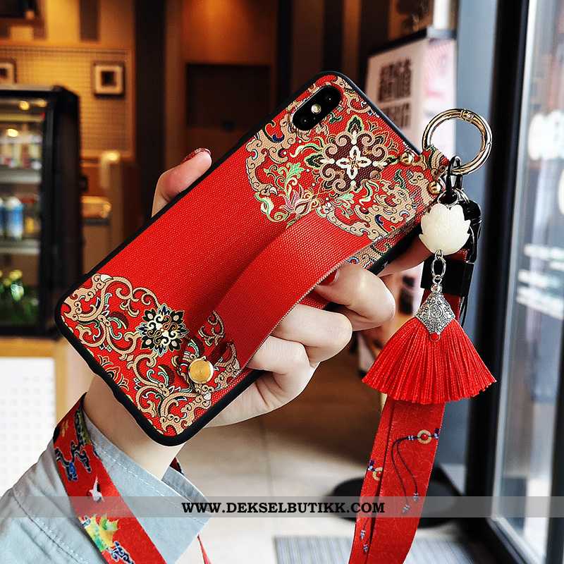 Etui iPhone Xs Silikon Net Red Svart Deksel, iPhone Xs Trend Butikk