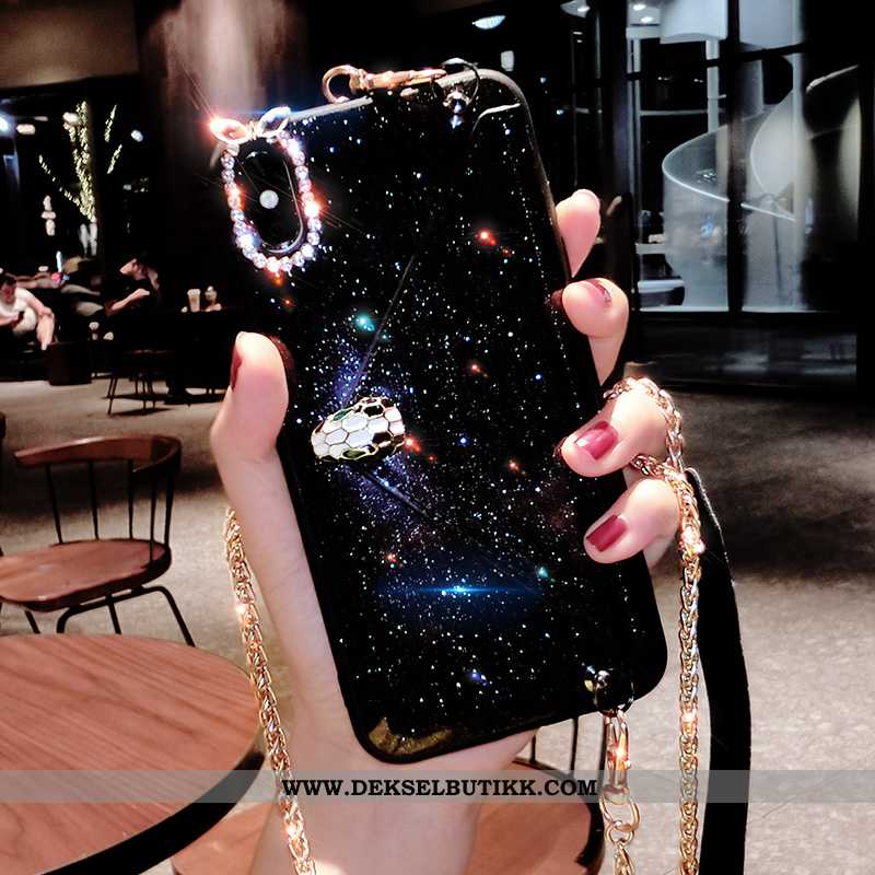 Etui iPhone Xs Trend Svart Kort Veske Mobiltelefon, Deksel iPhone Xs Med Strass Billige