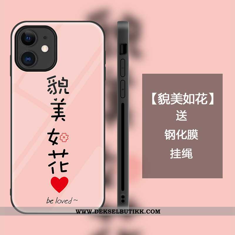 Deksel iPhone 12 Mini Glass Etui Lovers Kreativ Rosa, iPhone 12 Mini Mote Billige