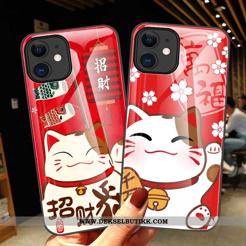 Deksel iPhone 12 Mini Trend Anti-fall Cartoon Katt Rød, Etui iPhone 12 Mini Beskyttelse Tilbud