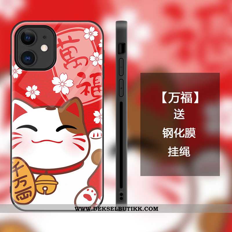 Deksel iPhone 12 Mini Trend Anti-fall Cartoon Katt Rød, Etui iPhone 12 Mini Beskyttelse Tilbud