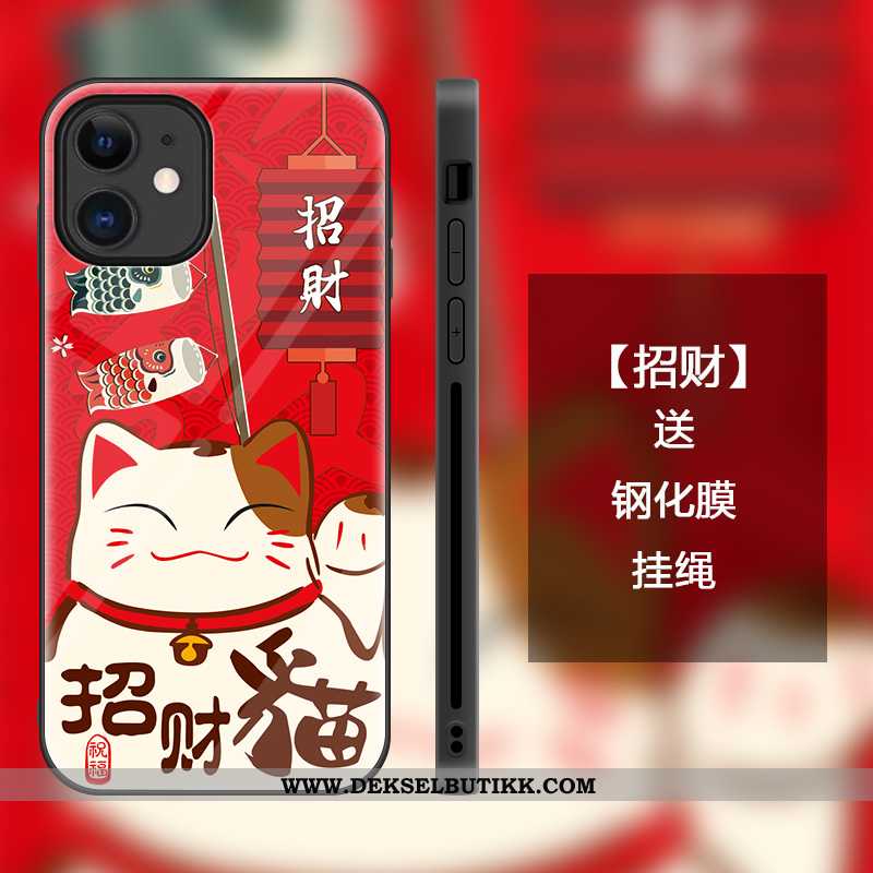 Deksel iPhone 12 Mini Trend Anti-fall Cartoon Katt Rød, Etui iPhone 12 Mini Beskyttelse Tilbud