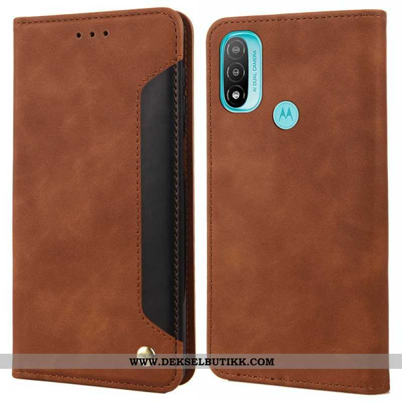 Beskyttelse Deksel Til Moto E40 / E30 / E20 Folio Deksel Tofarget Business Leather Effect