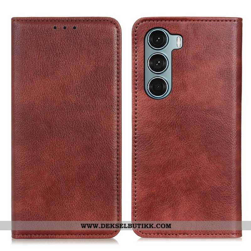 Beskyttelse Deksel Til Moto G200 5G Folio Deksel Lychee Split Leather Texture