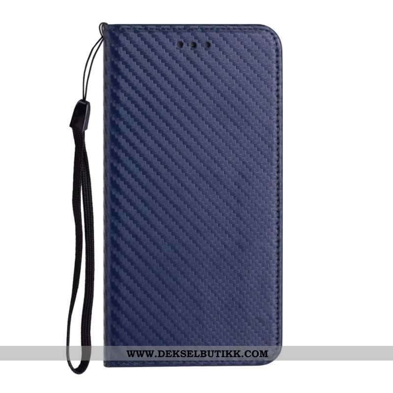 Beskyttelse Deksel Til Samsung Galaxy A54 5G Med Kjede Folio Deksel Strappy Carbon Fiber Style