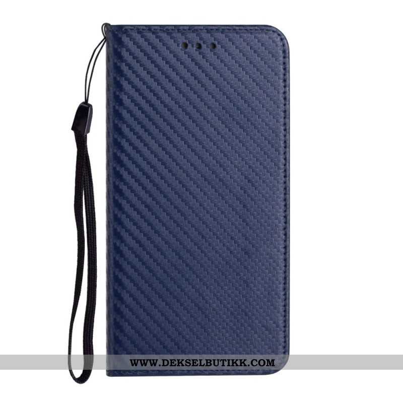 Beskyttelse Deksel Til Samsung Galaxy S23 Ultra 5G Med Kjede Folio Deksel Strappy Carbon Fiber Style