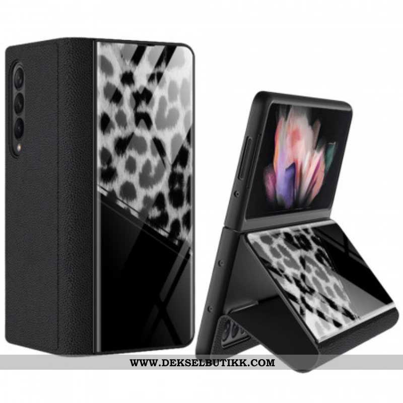 Beskyttelse Deksel Til Samsung Galaxy Z Fold 3 5G Folio Deksel Leopard Herdet Glass