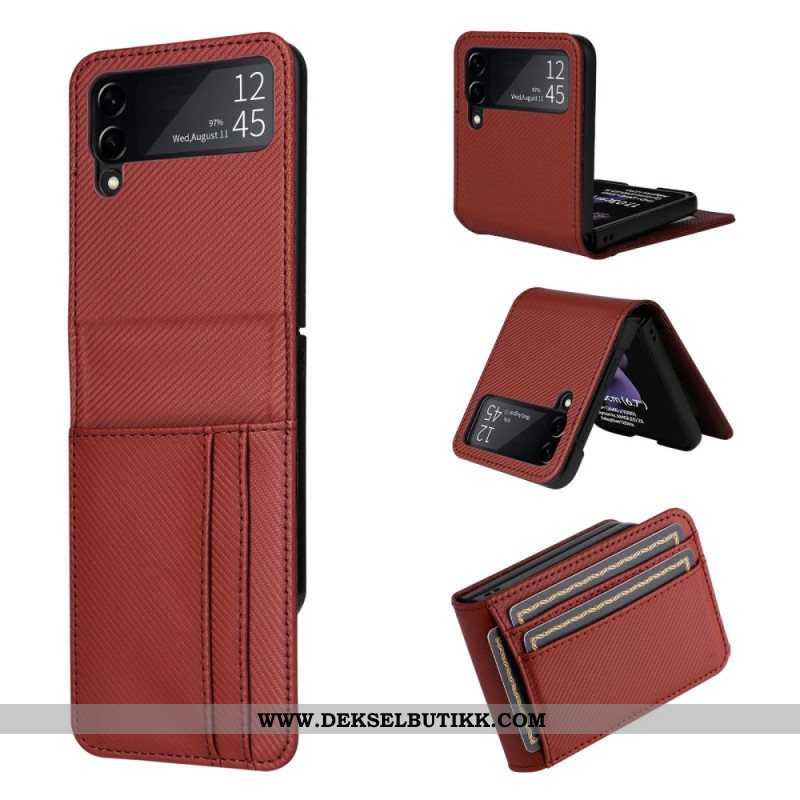 Case Til Samsung Galaxy Z Flip 4 Folio Deksel Retro Kortholder I Skinneffekt