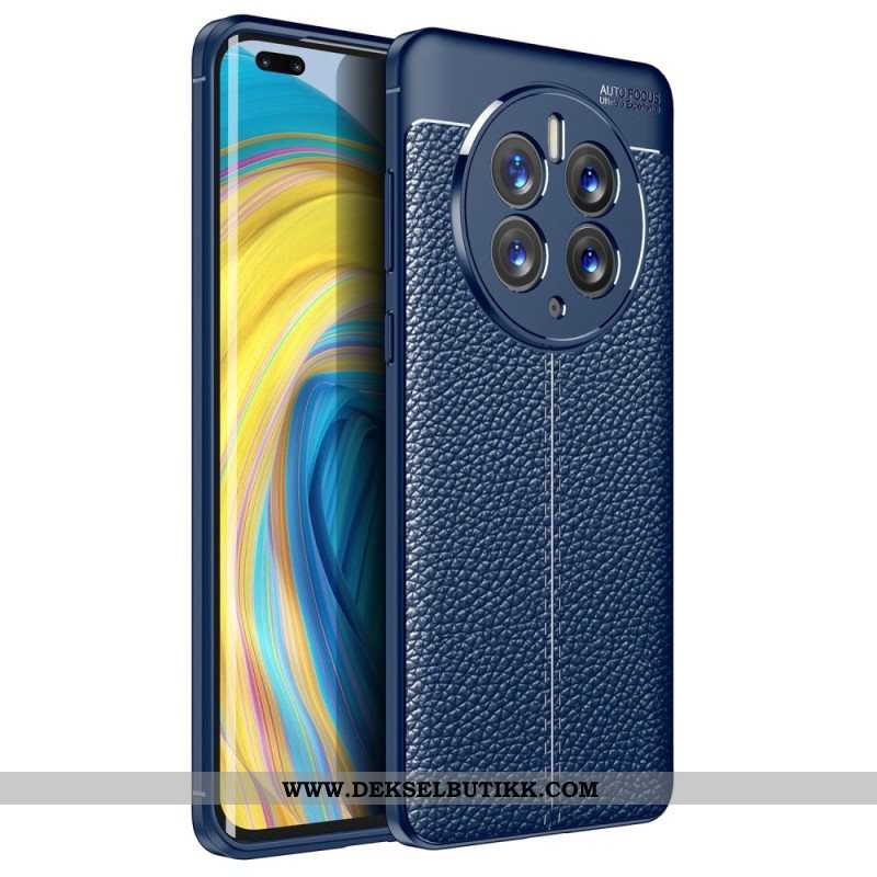 Deksel Til Huawei Mate 50 Pro Dobbel Linje Litchi Leather Effect