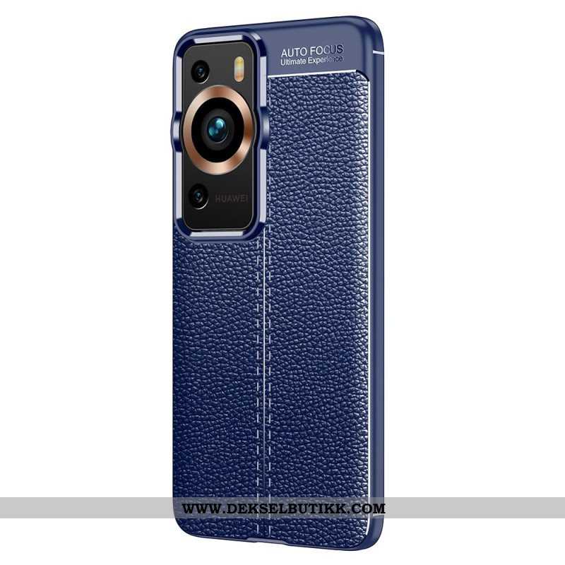 Deksel Til Huawei P60 Pro Dobbel Line Litchi Leather Effect